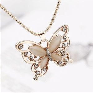 Pink butterfly necklace